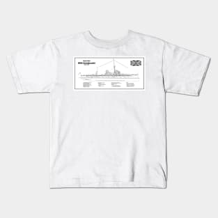 HMS Dreadnought ship plans - BDL Kids T-Shirt